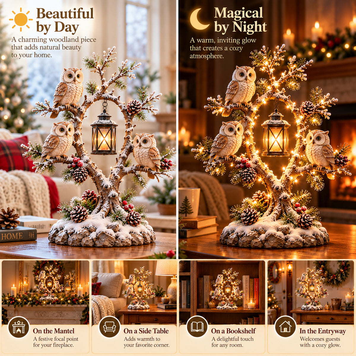 🦉 Who's Watching Over Your Winter Nights? ✨ Guardians of the Winter Night – A Glowing Woodland Wonderland!