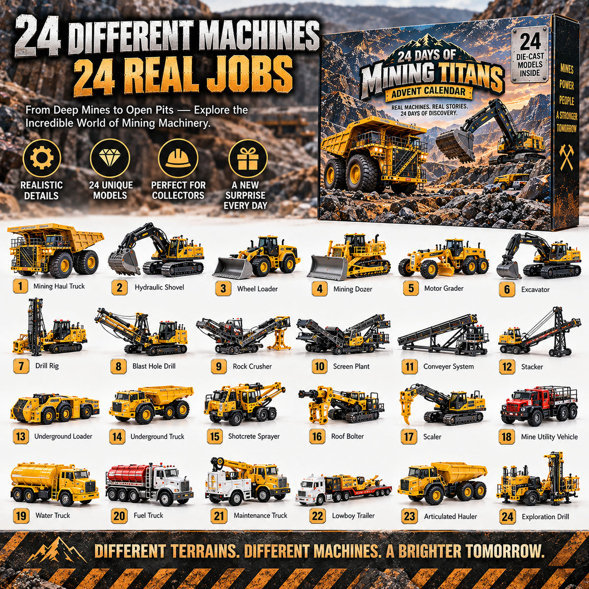 ⛏️ Ready to Unleash the Mining Giants?! 🚜 2026 Mining Titans Advent Calendar – 24 Days of Heavy-Duty Discovery!