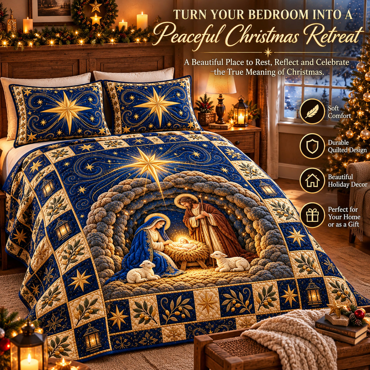 ✨ Bring the Holy Night Home! ⭐ One Holy Night Nativity Bedding Set – Sleep Beneath the Star of Bethlehem!