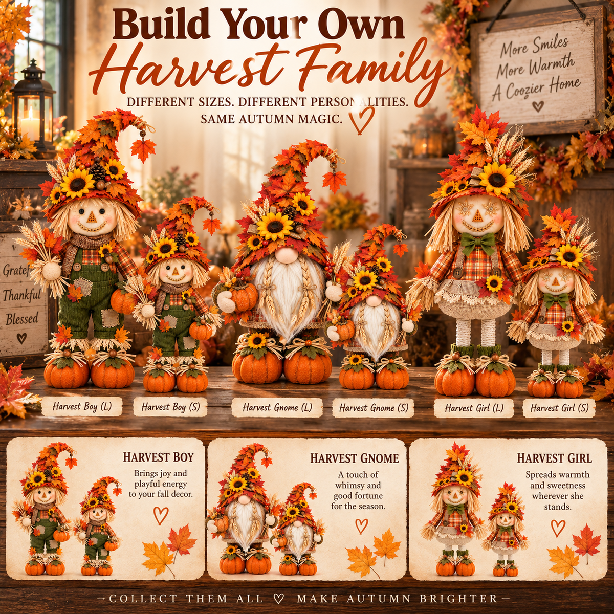 🍁 Ready to Bring Autumn Home? 🌻 3 Charming Characters,  Endless Ways to Celebrate Fall!
