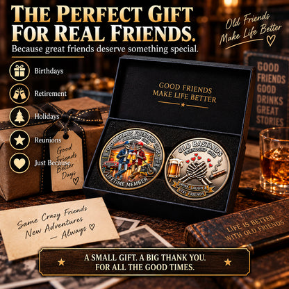 Old Bastards Friendship Club Coin – Funny Keepsake Gift for Lifelong Friends 🍻