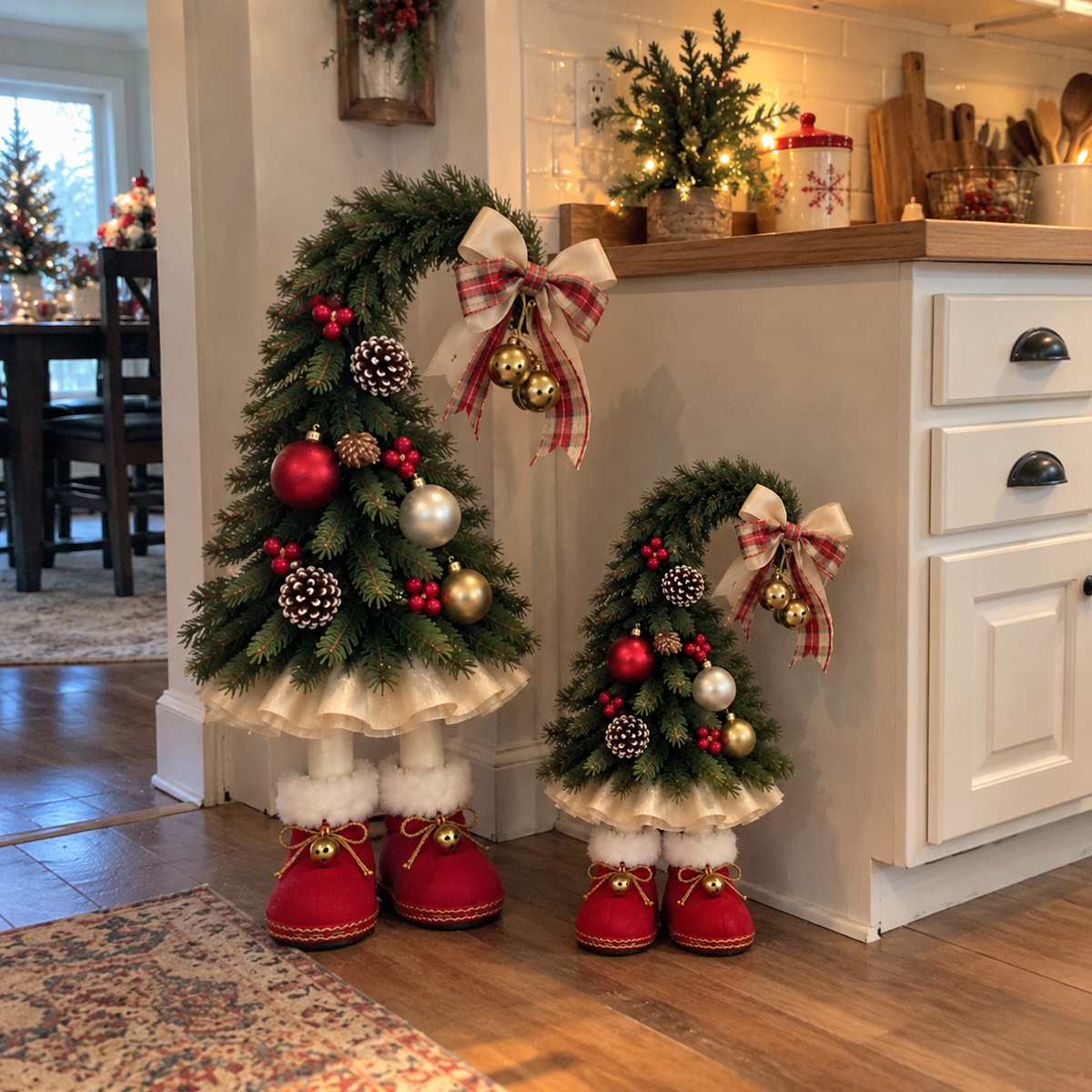 🎄 Who Gave the Christmas Trees Little Boots?! ❤️ Whimsical Christmas Tree Figurines – A Little Holiday Magic for Your Home!