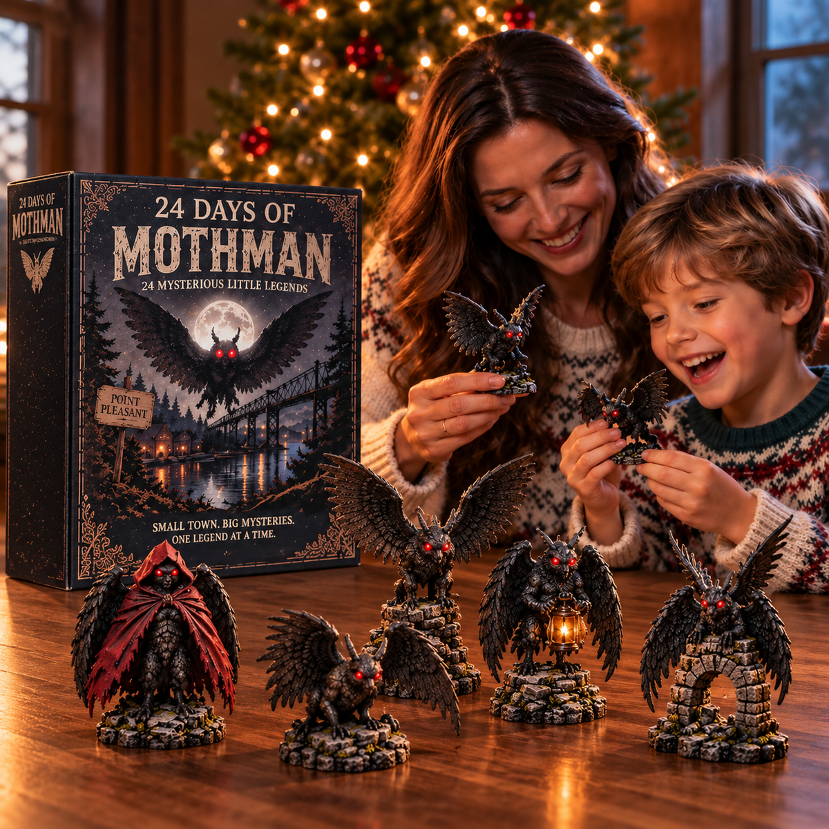 24 Days of Mothman – 24 Mysterious Cryptid Figurines | Gothic Folklore Christmas Countdown Collection