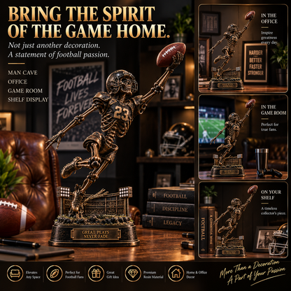 💀 Passion Never Dies! 🏈 2026 The Last Catch – Skeleton Football Resin Sculpture, Unique Collectible Gift for Football Fans