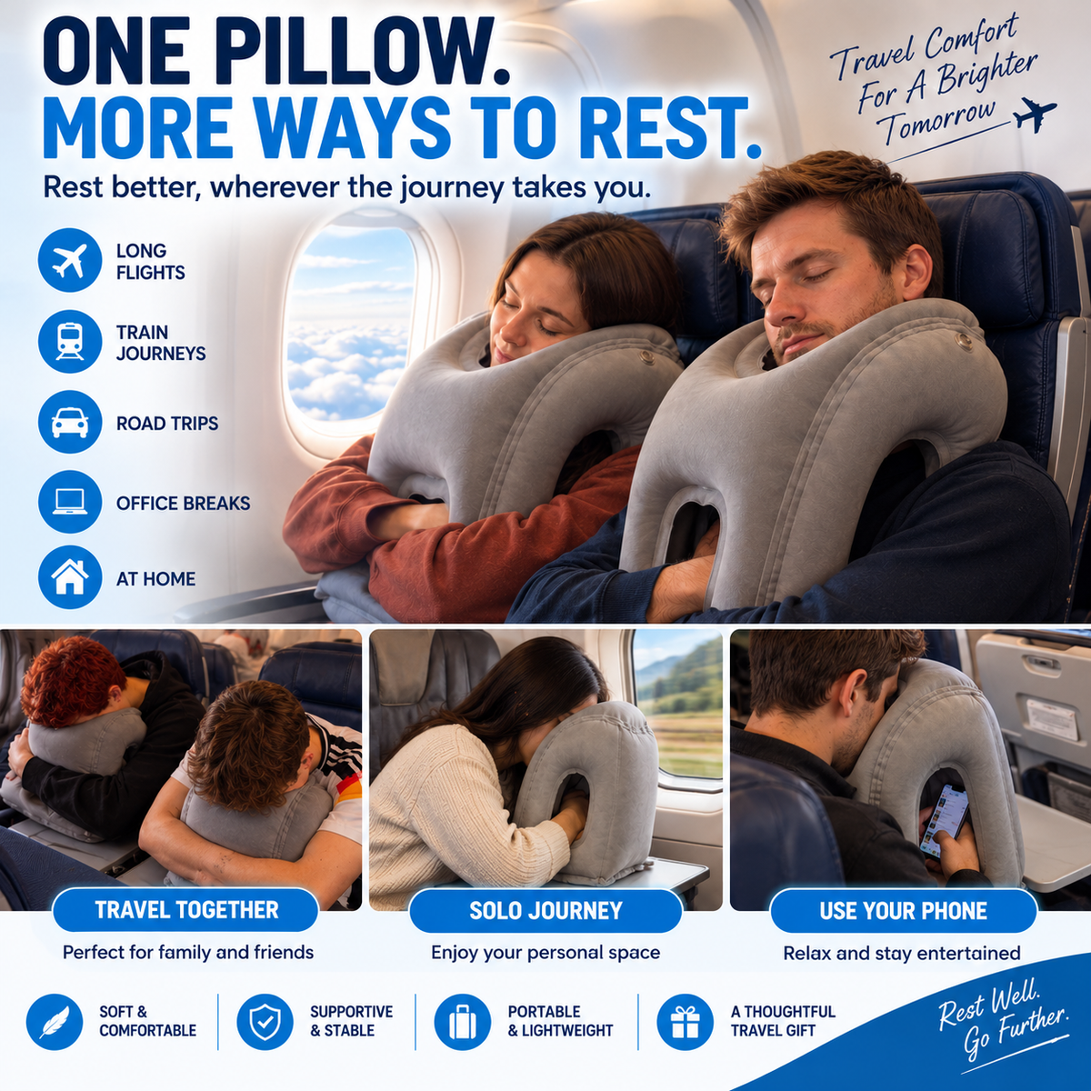 ✈️ Inflatable Travel Pillow – A More Comfortable Way to Rest on Long Flights