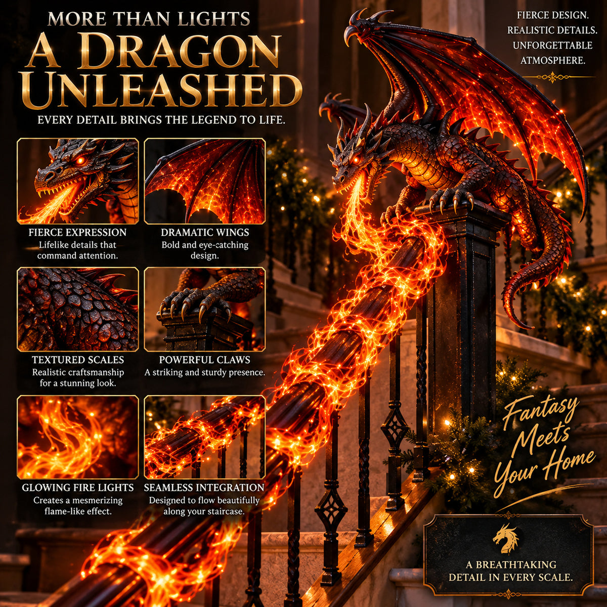 🐉 Ready to Awaken the Dragon?! 🔥 Dragon's Fire Staircase Light – Make Your Entrance Legendary!