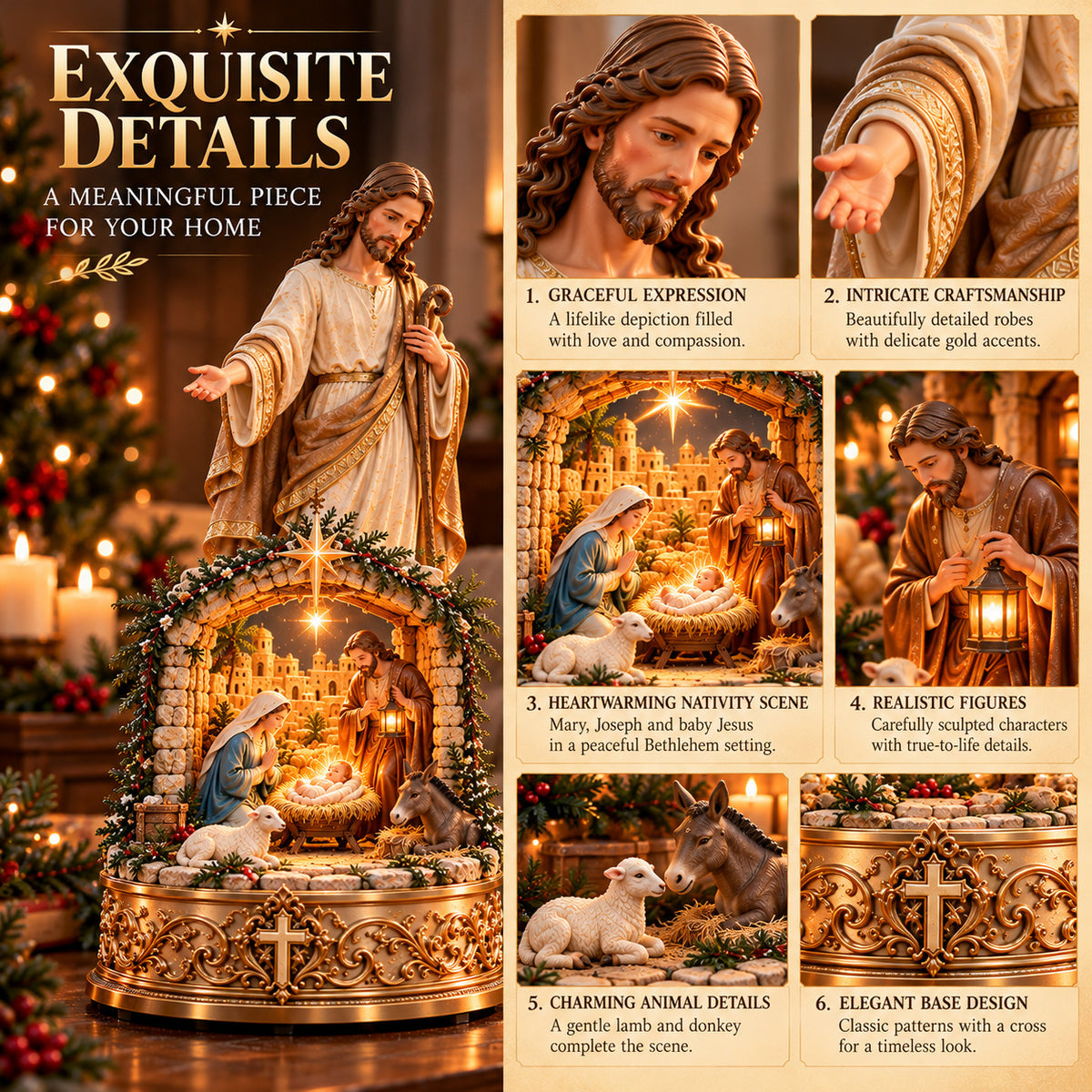 ✨ Let His Light Fill Your Home! ✝️ The Light of His Love – Illuminated Jesus Nativity Sculpture