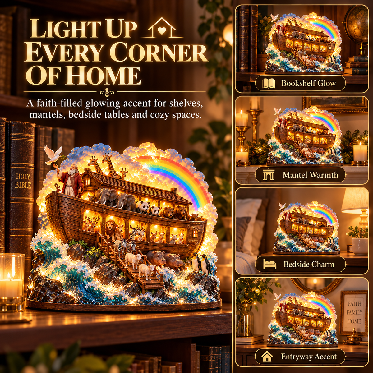 🕊️ Ready to Bring God's Promise Home?! 🌈 2026 Illuminated Noah's Ark – A Glowing Symbol of Faith, Hope & New Beginnings!