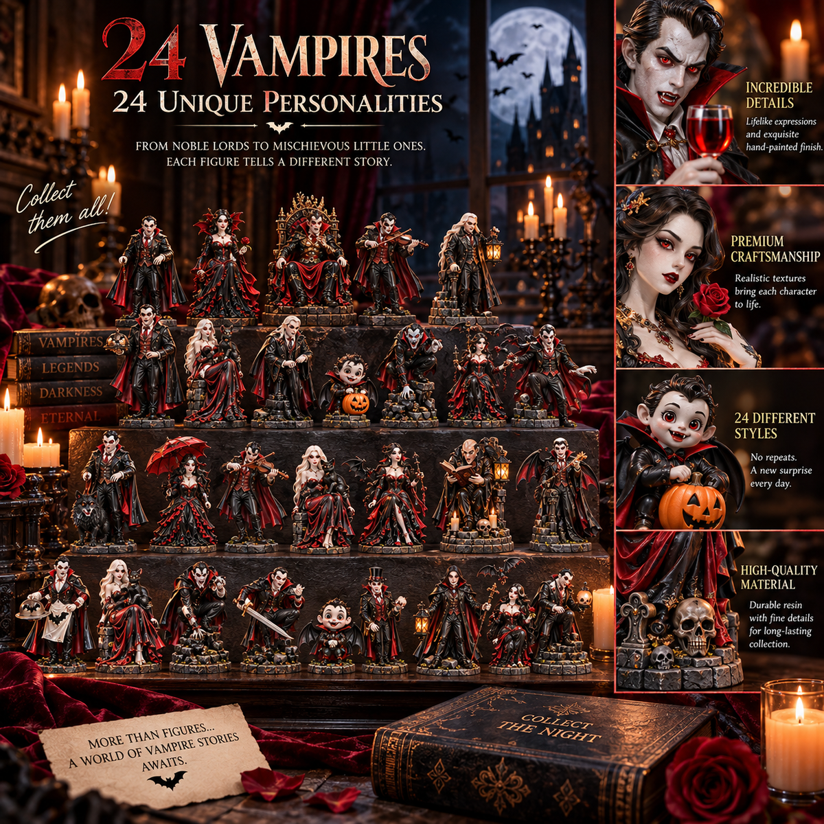 🦇 24 Days of Vampires Advent Calendar – 24 Unique Gothic Vampire Figurines