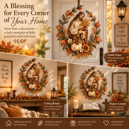🍂 Ready to Welcome God's Blessings Home? 🙏 Jesus & Golden Harvest – A Beautiful Symbol of Faith, Gratitude & Love!