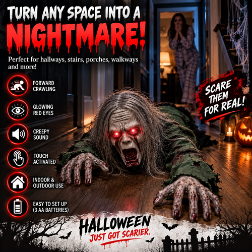 🎃 Crawling Halloween Ghoul™ — Glowing Eyes, Creepy Sounds & Real Crawling Action