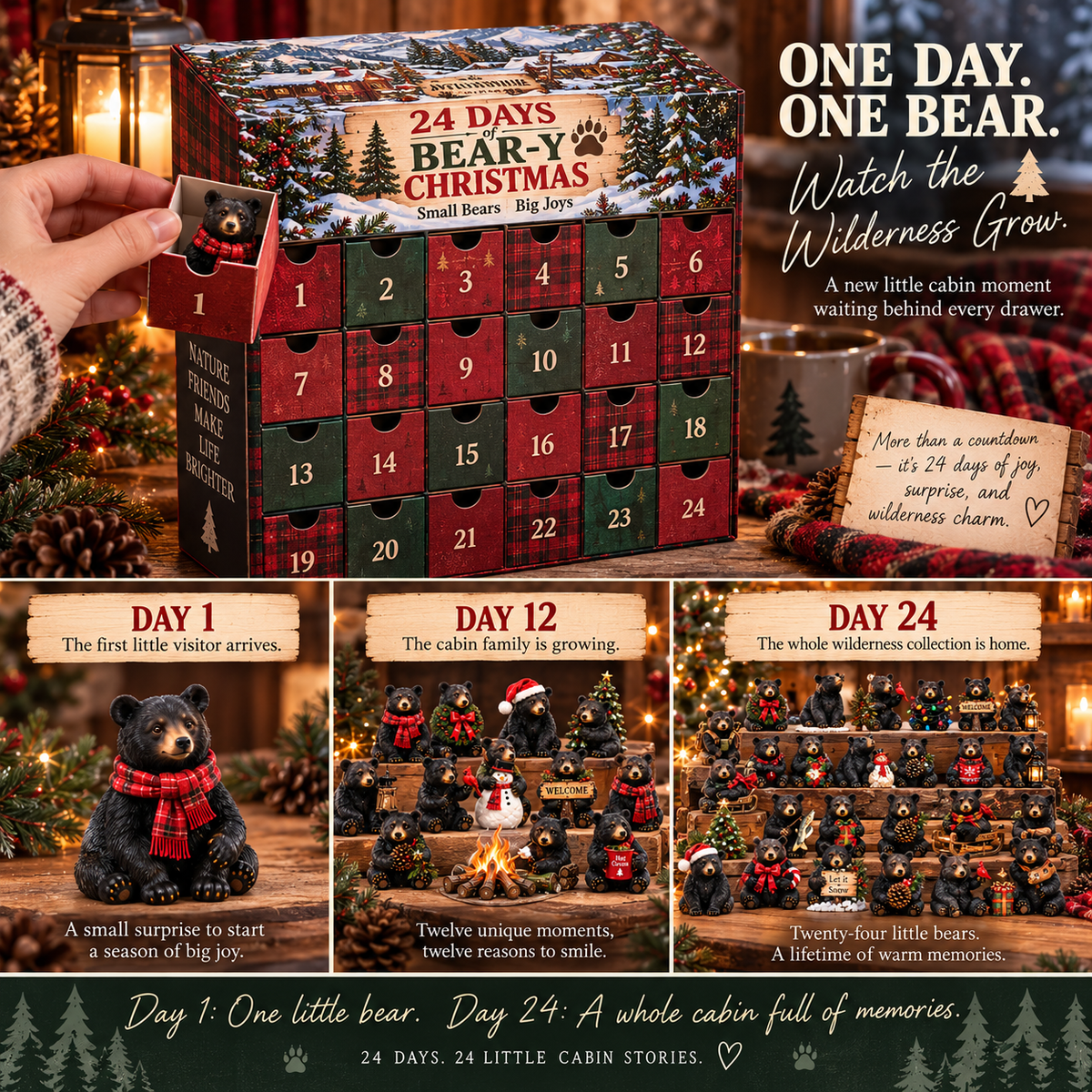 🐻🌲24 Days of Cabin Life – American Black Bear Christmas Collection