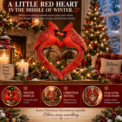 ❤️🐦Two Hearts, Always – Cardinal Love & Remembrance Figurine