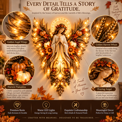 🍂 Let Gratitude Glow This Thanksgiving! ✨ 2026 Harvest Angel LED Wall Light – Golden Wings of Faith, Love & Blessings ❤️