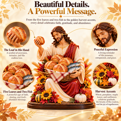 ✝️ Five Loaves. Two Fish. Endless Blessings. 🍂 2026 Thanksgiving Jesus Figurine – A Gift of Faith & Gratitude