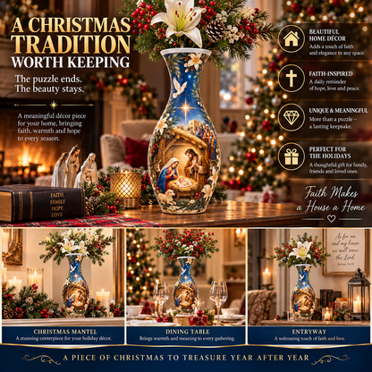 ✨ Ready to Bring the Nativity Story to Life? 🎄 136-Piece 3D Christmas Vase Puzzle