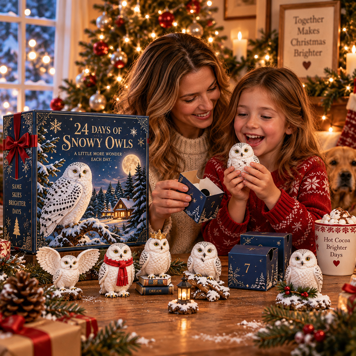 24 Days of Snowy Owls – Christmas Advent Calendar with 24 Unique Collectible Owl Figurines