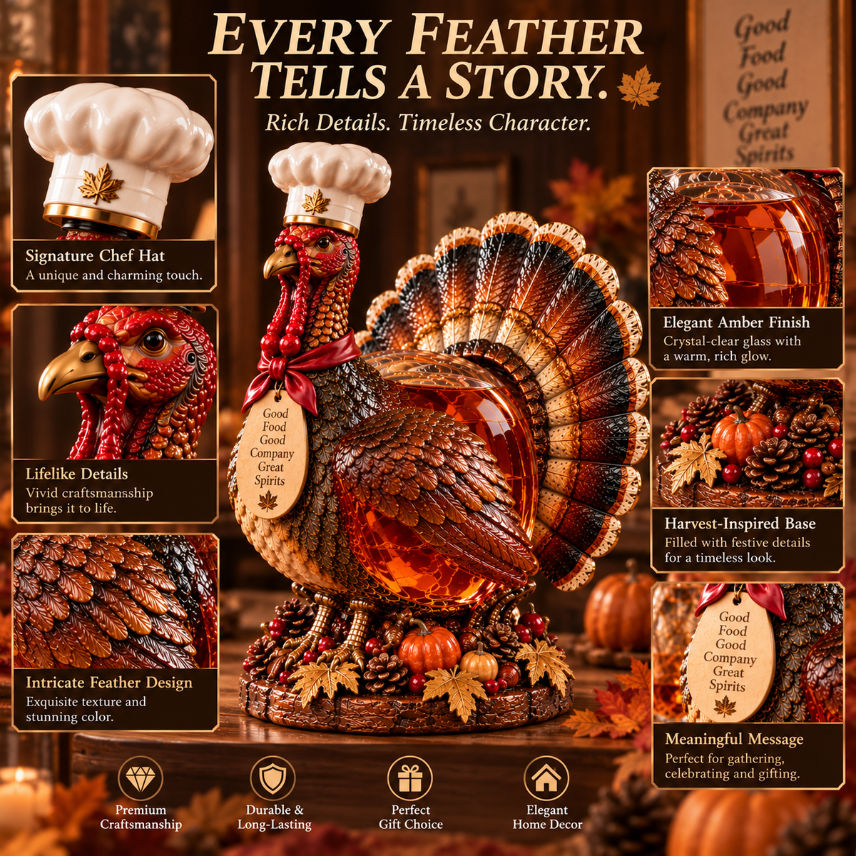 🦃 Who Said the Turkey Was Just for Dinner?! 🥃 Thanksgiving Turkey Whiskey Decanter – A Holiday Showstopper!