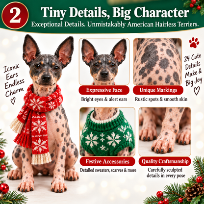🐾 No Fur, All Love! ❤️ – 24-Day American Hairless Terrier Advent Calendar 🎄 | Christmas Collectible Figurines