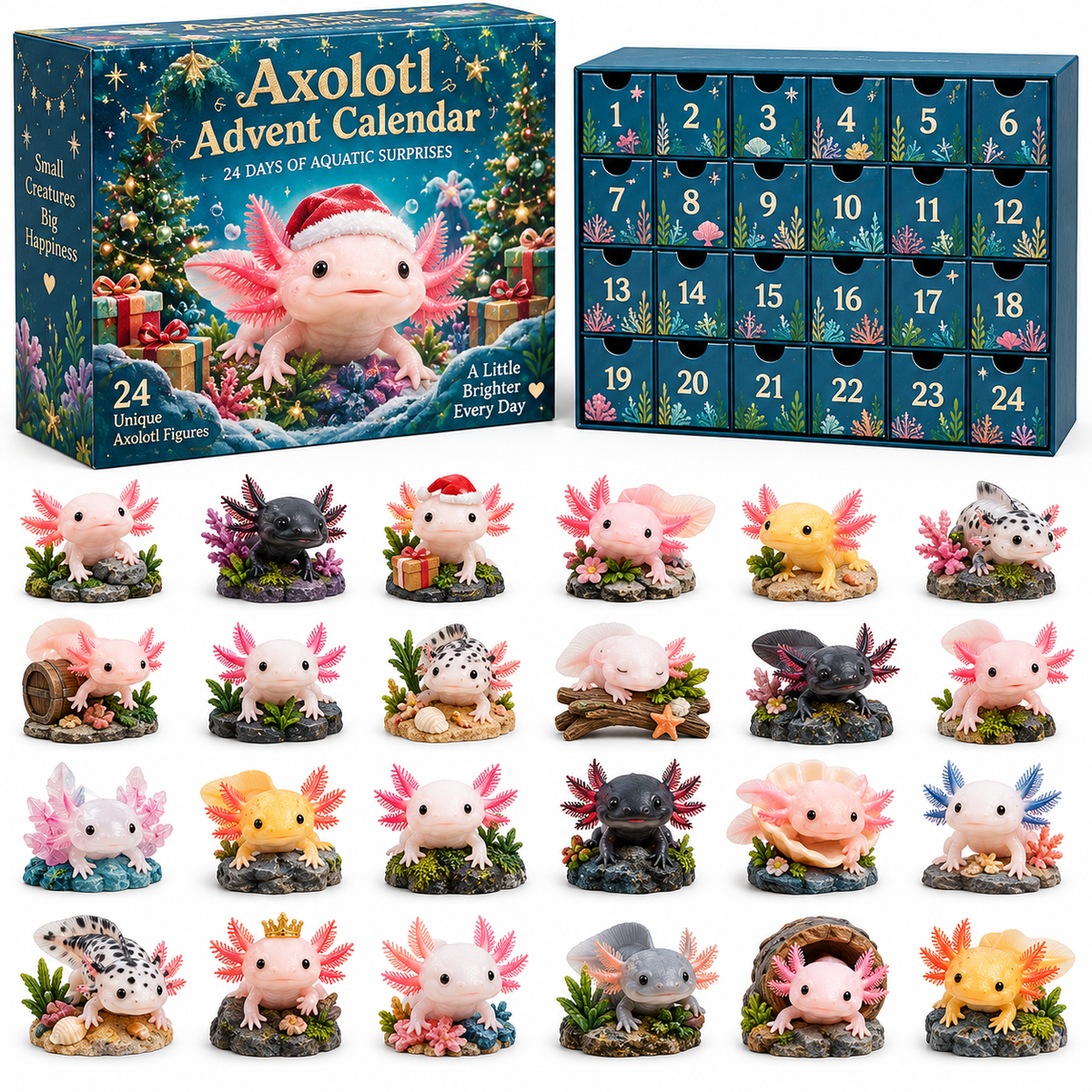 🩷 24 Days of Axolotl Magic – 24 Adorable Little Companions to Collect