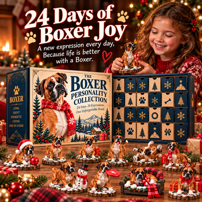 🐾 Only Boxer Lovers Will Understand! 🎄 – 24-Day Boxer Dog Christmas Advent Calendar with 24 Unique Collectible Figurines