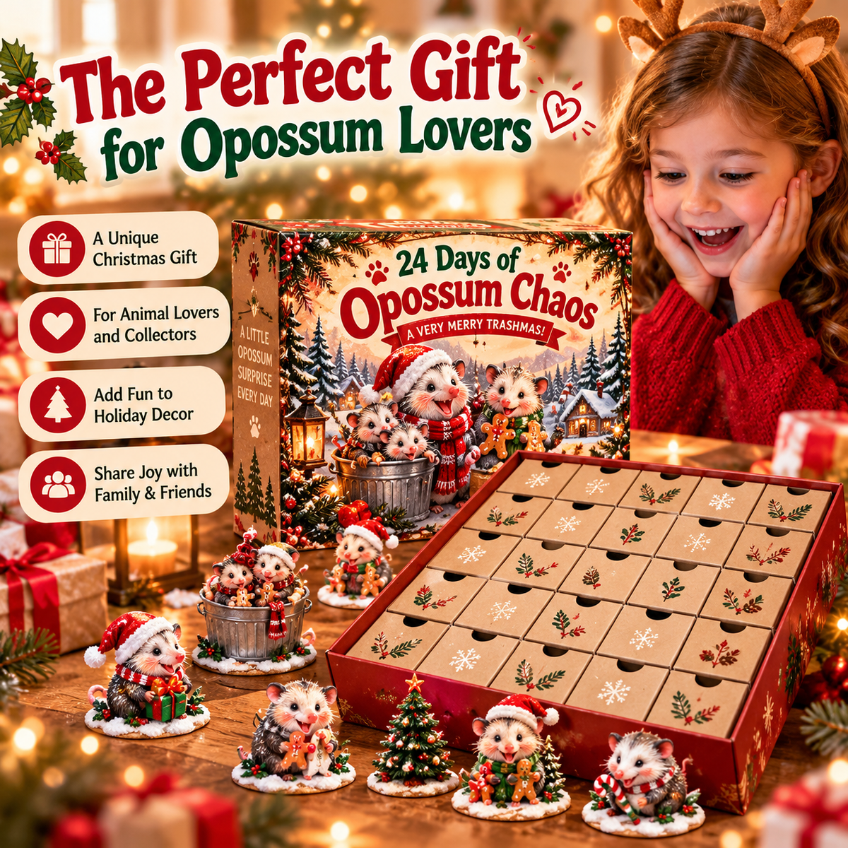 🎄 24 Days of Opossum Chaos – A Very Merry Trashmas! 🐾 | Christmas Advent Calendar for Opossum Lovers
