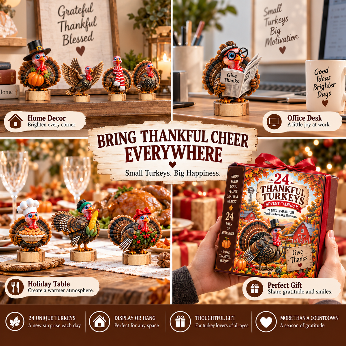 🦃 24 Little Turkeys. 24 Reasons to Be Thankful. — Thanksgiving Countdown Collection