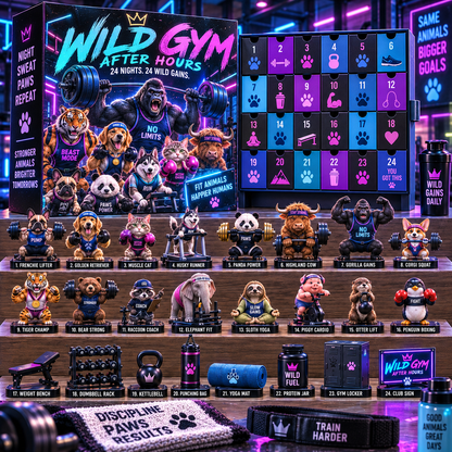 🏋️🐾 WILD GYM AFTER HOURS – 24-Day Animal Fitness Advent Calendar | 16 Wild Athletes & 8 Gym Collectibles