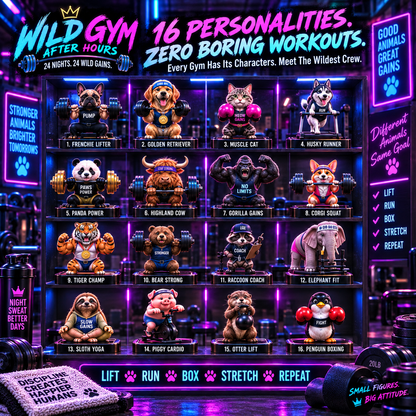 🏋️🐾 WILD GYM AFTER HOURS – 24-Day Animal Fitness Advent Calendar | 16 Wild Athletes & 8 Gym Collectibles
