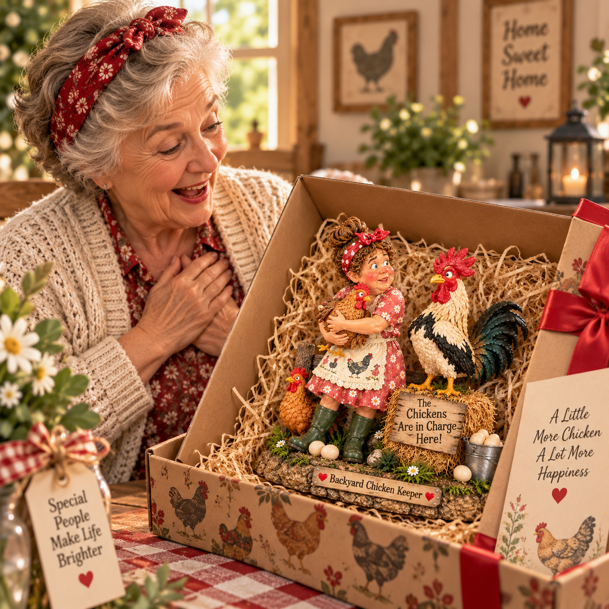 🐔 The Chickens Are in Charge Here! 😂 — Funny Backyard Chicken Keeper & Rooster Figurine
