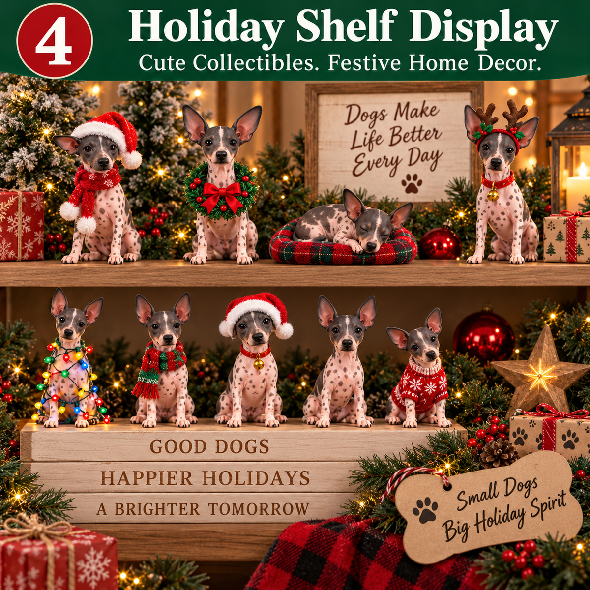 🐾 No Fur, All Love! ❤️ – 24-Day American Hairless Terrier Advent Calendar 🎄 | Christmas Collectible Figurines
