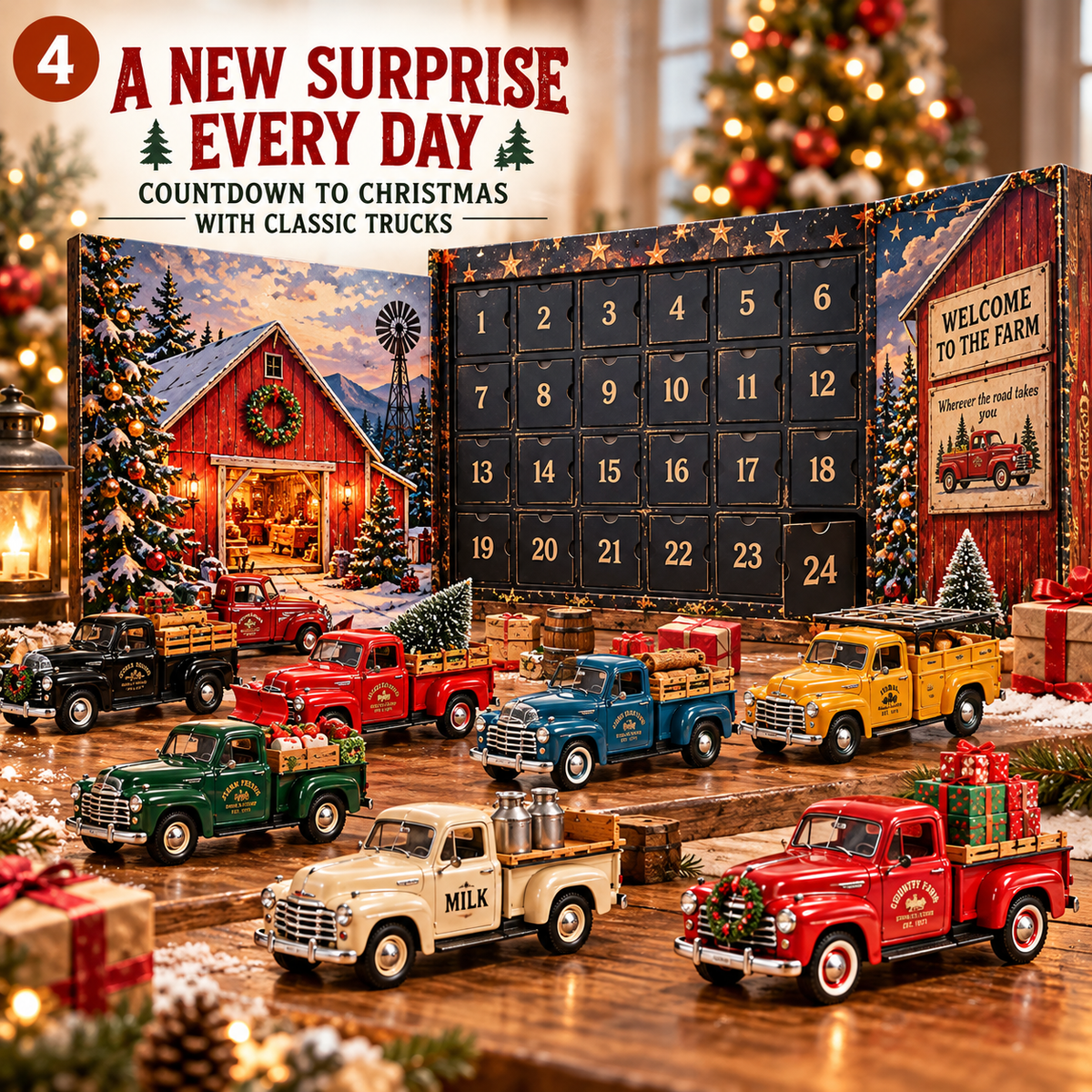 🛻 Vintage Pickup Trucks Advent Calendar – 24 Days of Classic Trucks, Timeless Memories & Christmas Surprises 🎄❤️ | A Nostalgic Gift for Dad, Grandpa & Truck Lovers