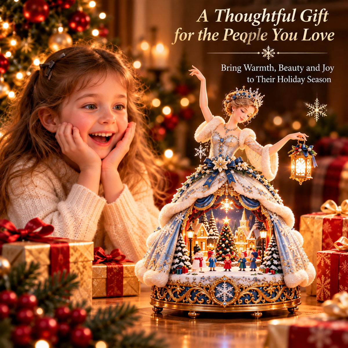 ❄️ Enchanted Winter Ballerina Christmas Lamp ✨ – Light-Up Snow Village Figurine | Magical Holiday Decor & Gift