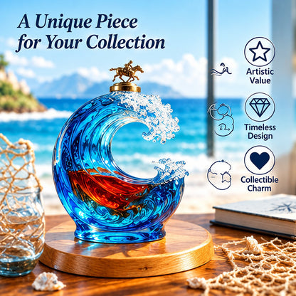 🌊 Ocean Wave Art Sculpture - Crystal Decanter Edition