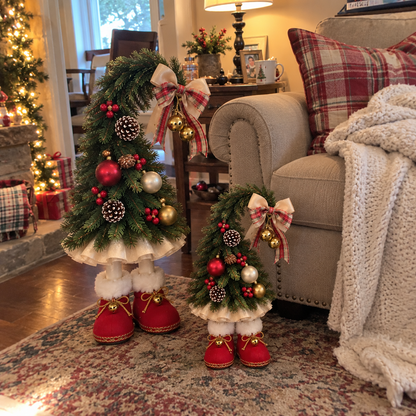🎄 Who Gave the Christmas Trees Little Boots?! ❤️ Whimsical Christmas Tree Figurines – A Little Holiday Magic for Your Home!