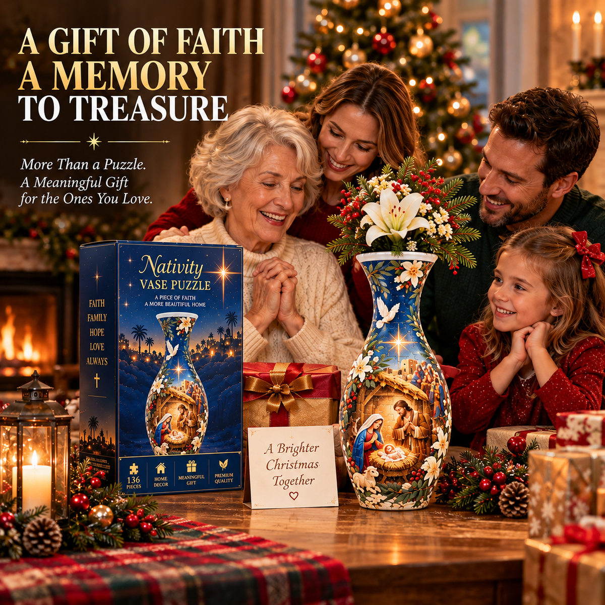 ✨ Ready to Bring the Nativity Story to Life? 🎄 136-Piece 3D Christmas Vase Puzzle