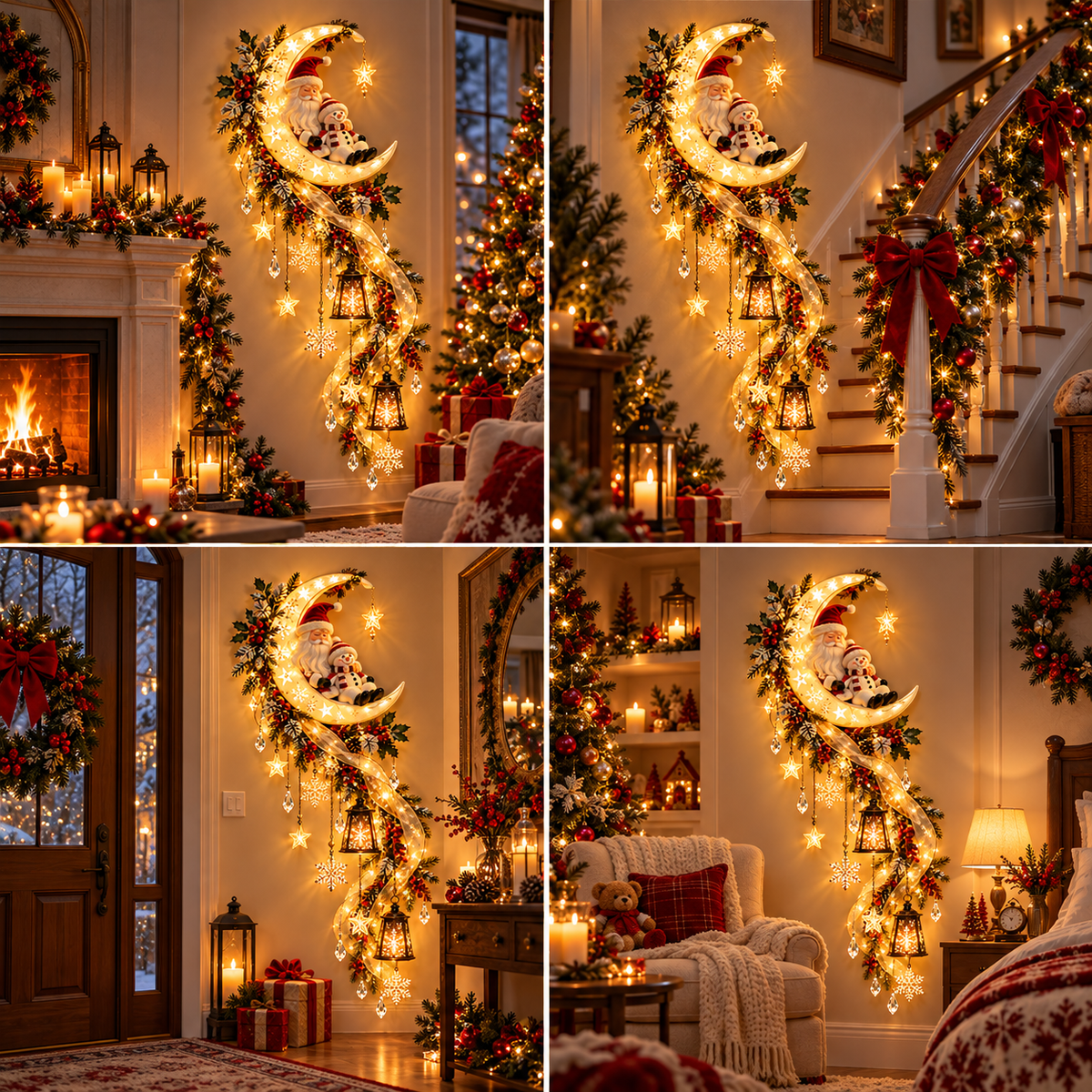 🌙 Ready to Bring Christmas Magic Home?! 🎅 2026 Santa & Snowman Moonlight Wall Decor – A Glowing Christmas Wonderland!