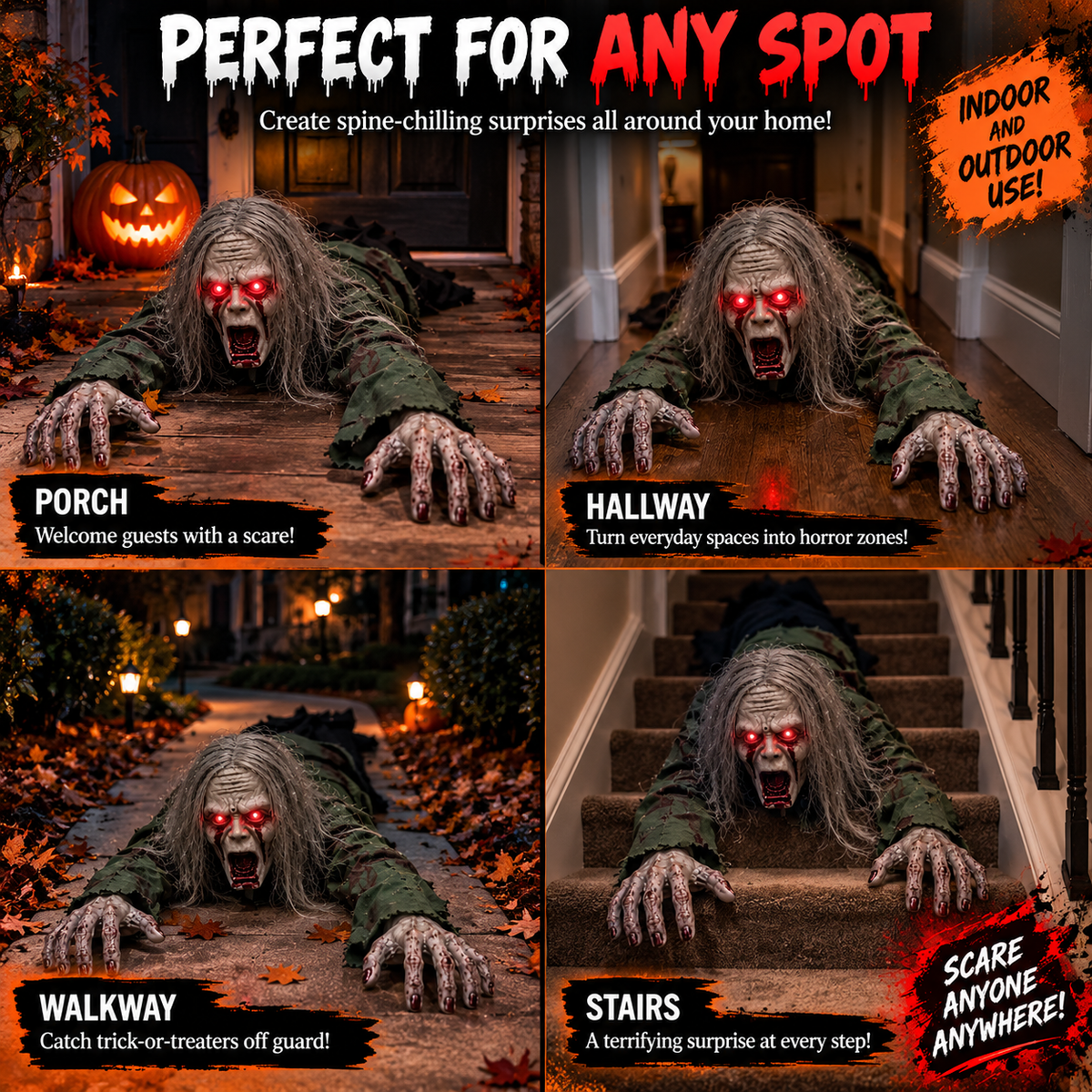 🎃 Crawling Halloween Ghoul™ — Glowing Eyes, Creepy Sounds & Real Crawling Action