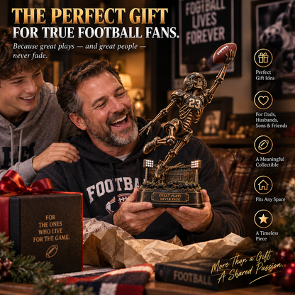 💀 Passion Never Dies! 🏈 2026 The Last Catch – Skeleton Football Resin Sculpture, Unique Collectible Gift for Football Fans