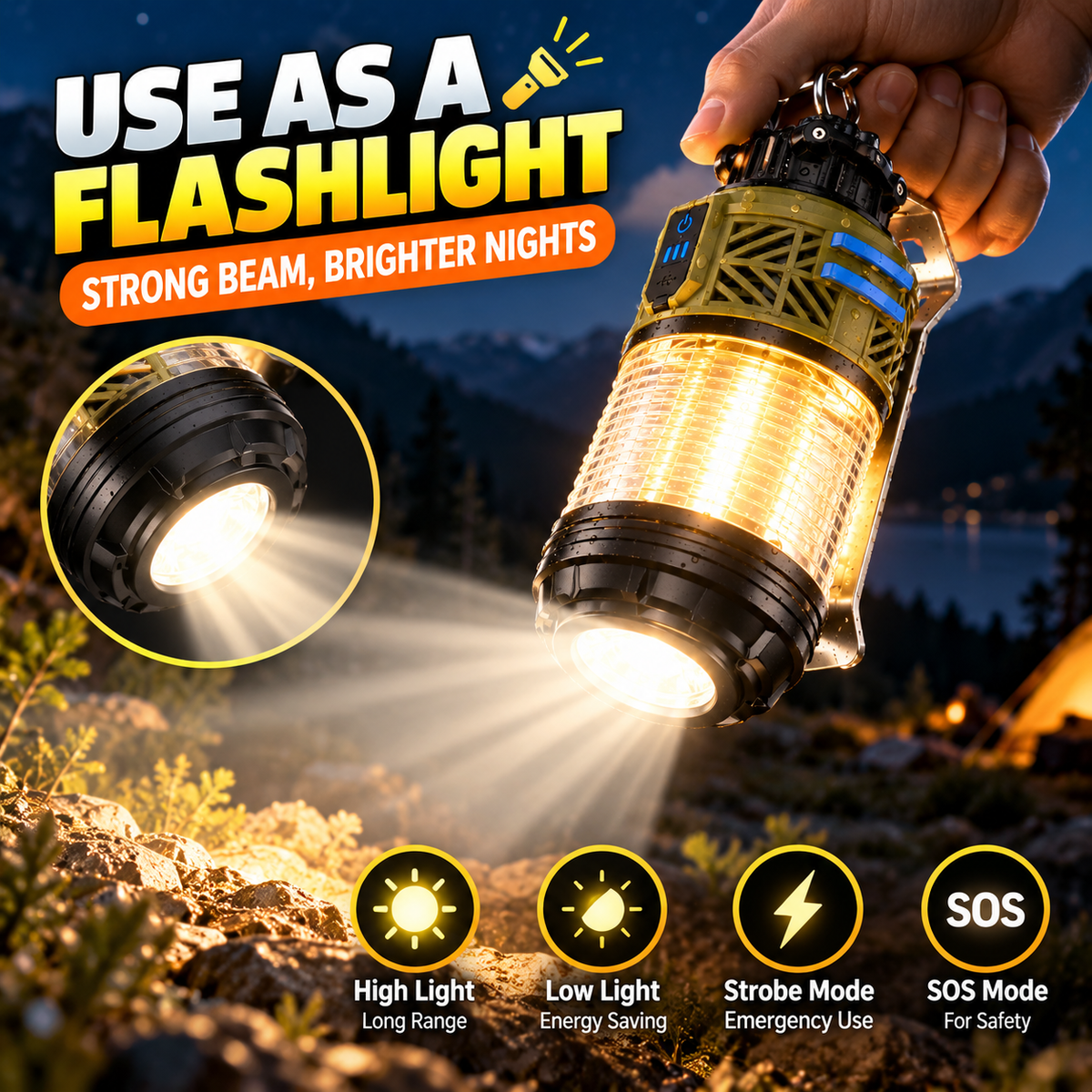 2-in-1 Camping Lantern with Mosquito Repellent, Perfect for Backyard BBQ
