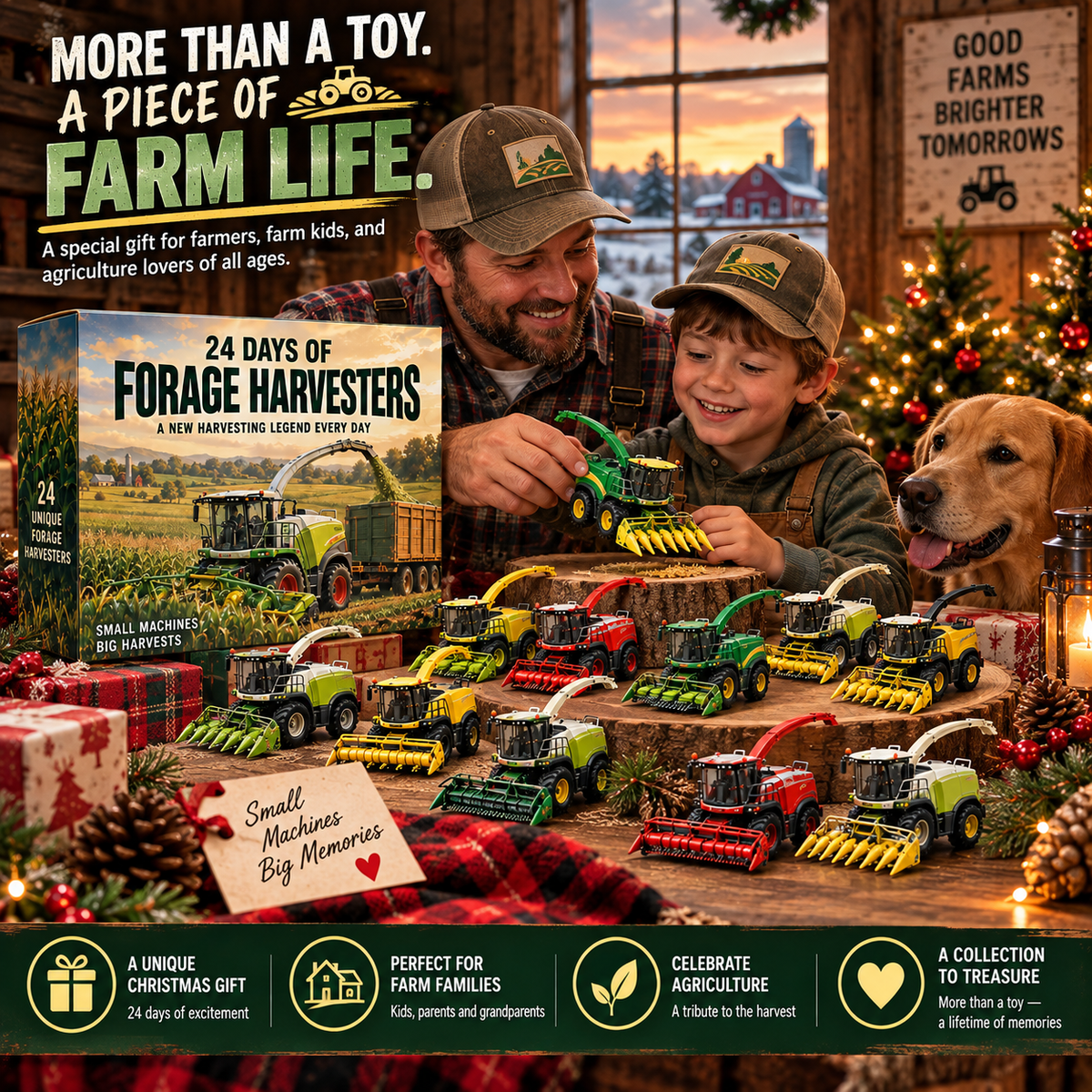 🚜 24 Days of Forage Harvesters Advent Calendar – 24 Unique Self-Propelled Forage Harvester Models, Christmas Gift for Farmers & Farm Machinery Lovers