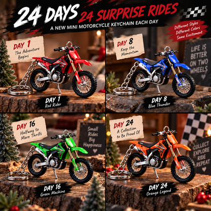 24 Days of Motocross – 24 Mini Dirt Bike Keychains Christmas Advent Calendar
