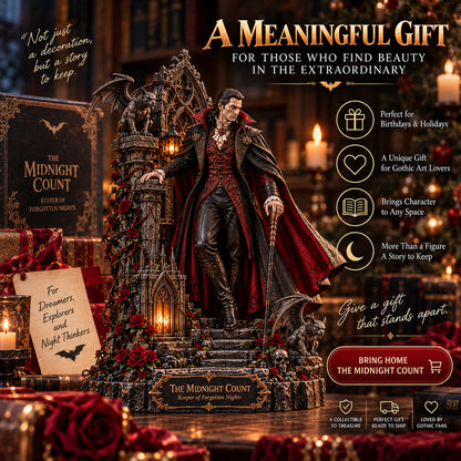 🦇 The Midnight Count — Gothic Vampire Lord Collectible Statue | Dark Fantasy Desk Décor 🖤