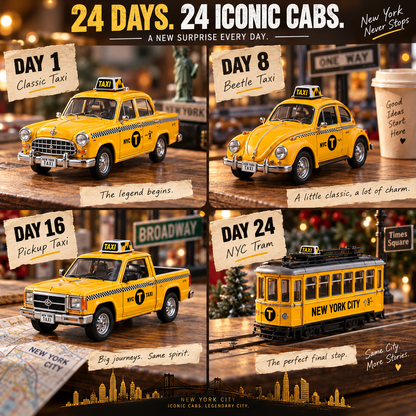 24 Days of New York Yellow Taxis – 24 Iconic Cab Collectibles | NYC Christmas Countdown Gift Set