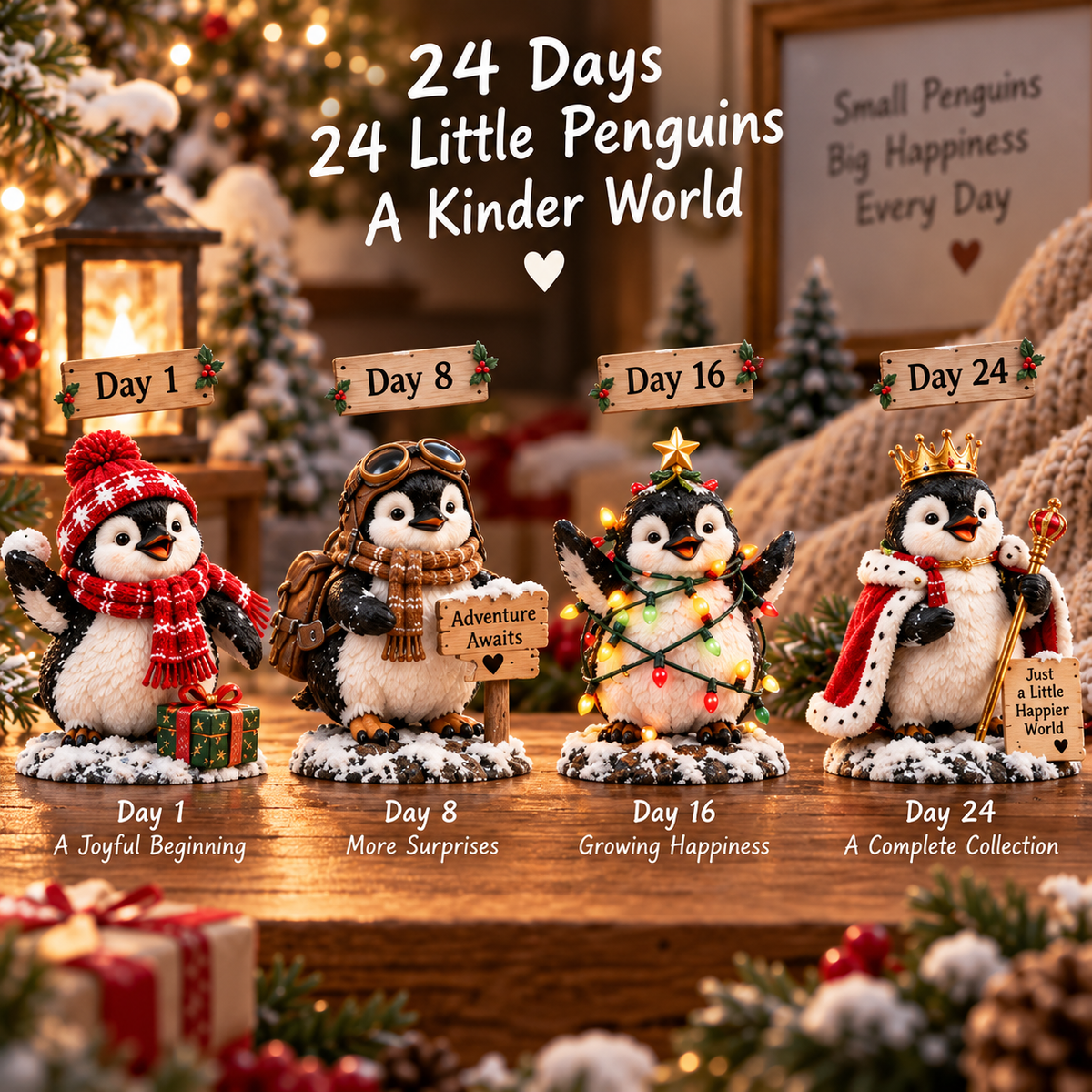 24 Days of Penguins Advent Calendar – 24 Unique Penguin Figurines | Christmas Countdown Gift