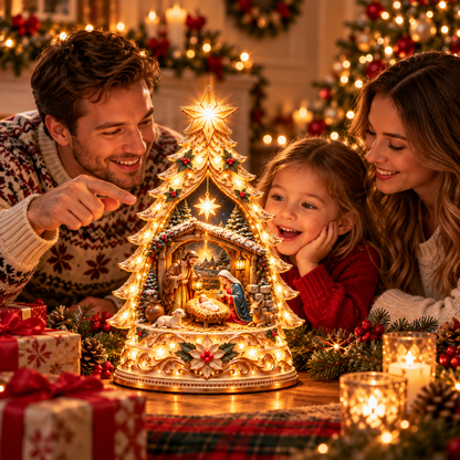 🌟 Ready to Witness the Miracle of Christmas?! ✨ 2026 Illuminated Nativity Christmas Tree – Let the Star of Bethlehem Shine!