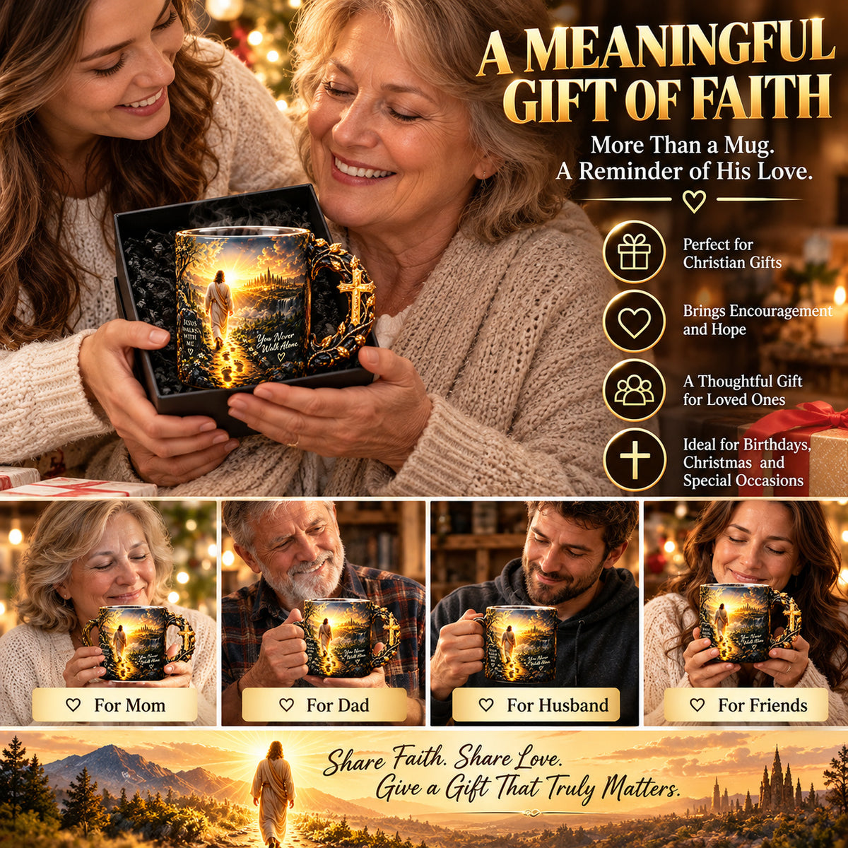 🔥 Last Day 49% OFF - 🔥✝️ Need a Little Faith With Your Coffee?! ☕ Jesus Walks With Me Heat-Reveal Mug – A Warm Reminder You're Never Alone!