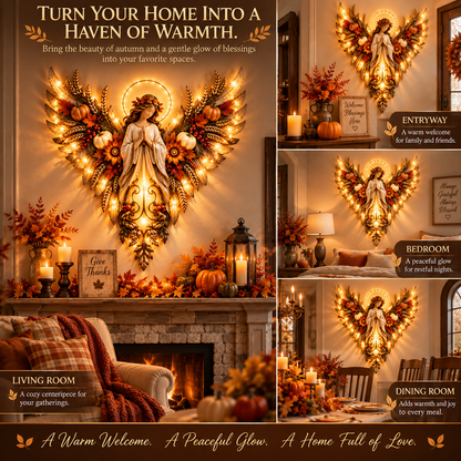 🍂 Let Gratitude Glow This Thanksgiving! ✨ 2026 Harvest Angel LED Wall Light – Golden Wings of Faith, Love & Blessings ❤️