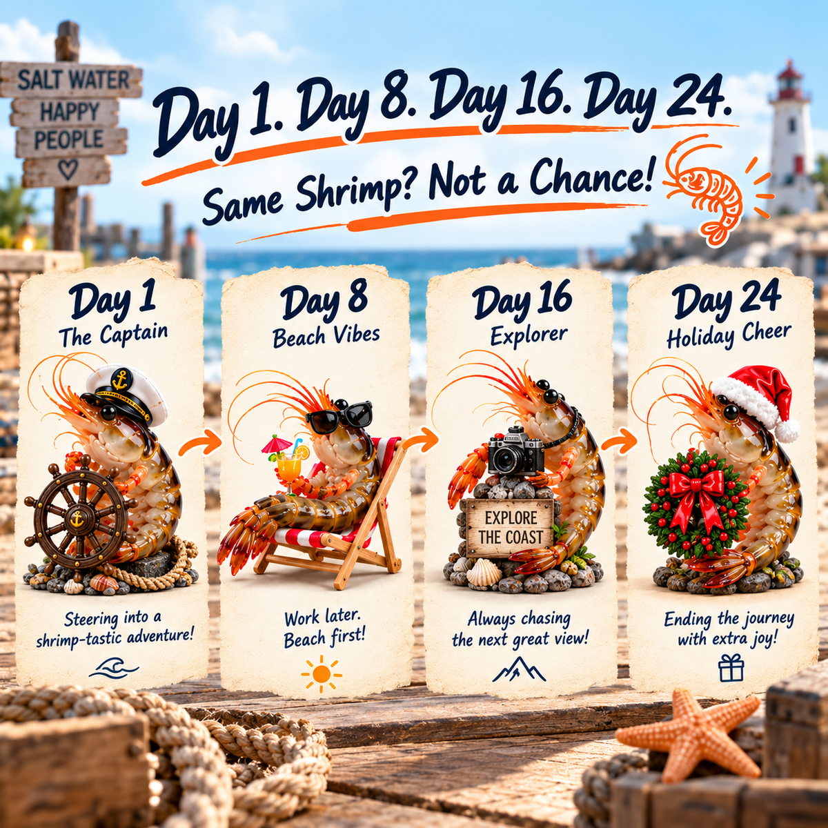 🦐 24 Days of Shrimp — 24 Ridiculous Personalities, One Unforgettable Coastal Crew