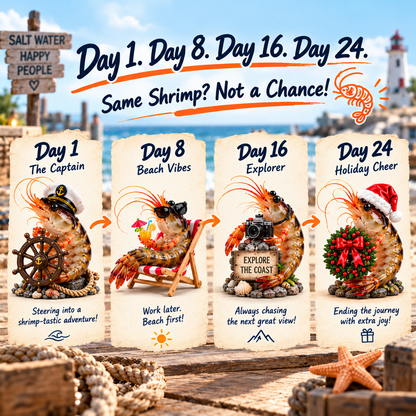 🦐 24 Days of Shrimp — 24 Ridiculous Personalities, One Unforgettable Coastal Crew